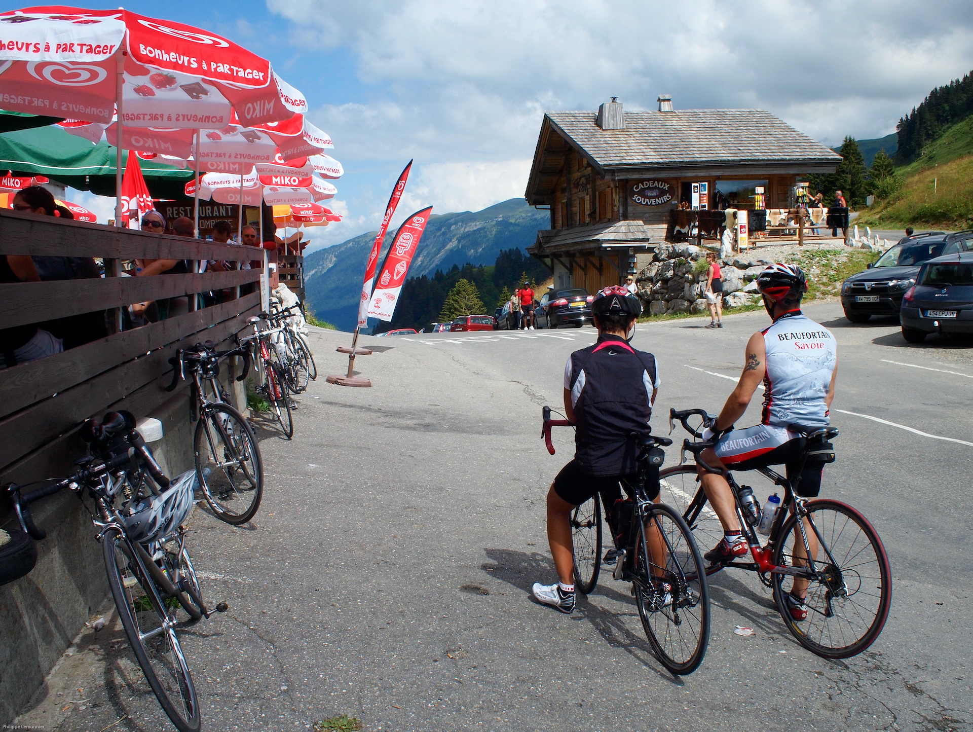 Souvenirs and stores at the Colombière pass (1613 meters)